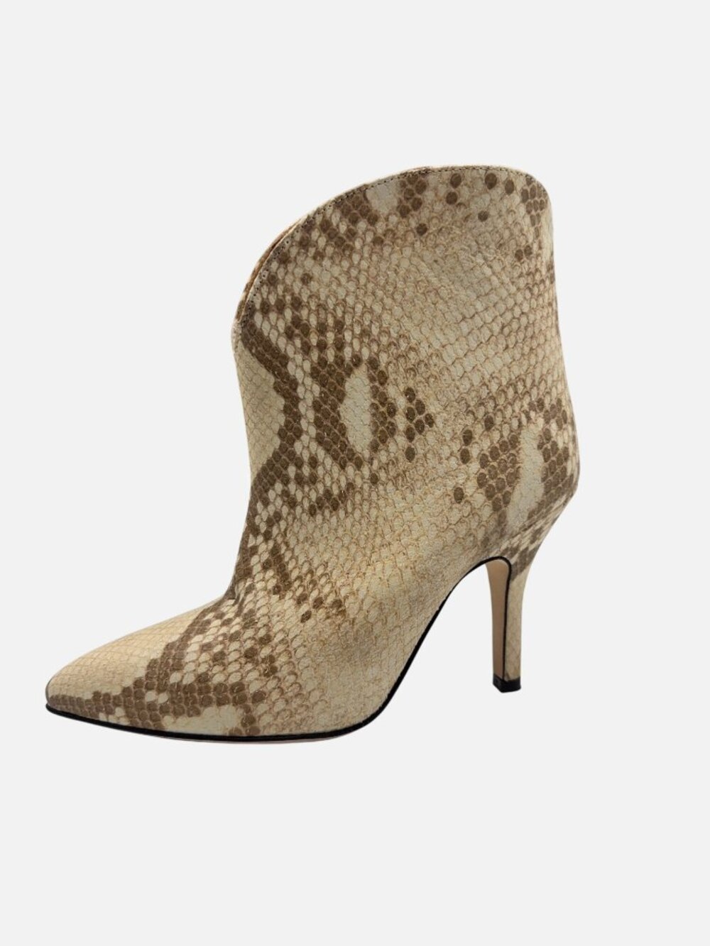 Paris Texas Python Print Leather Pointed Toe Stiletto Ankle Boots 36.5 US 6.5